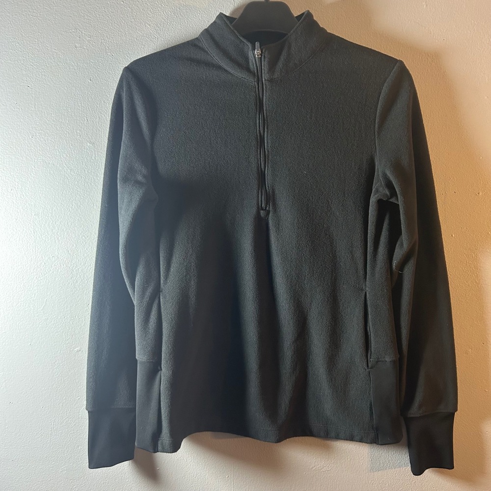 Footjoy Womens Fleece Golf Pullover 1/4 Zip Mock Neck Thumbhole Black Size M‎